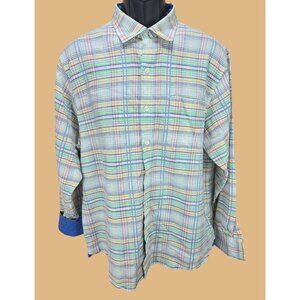 Tommy Bahama Mens Linen Blend Multi-Color Plaid Shirt Large